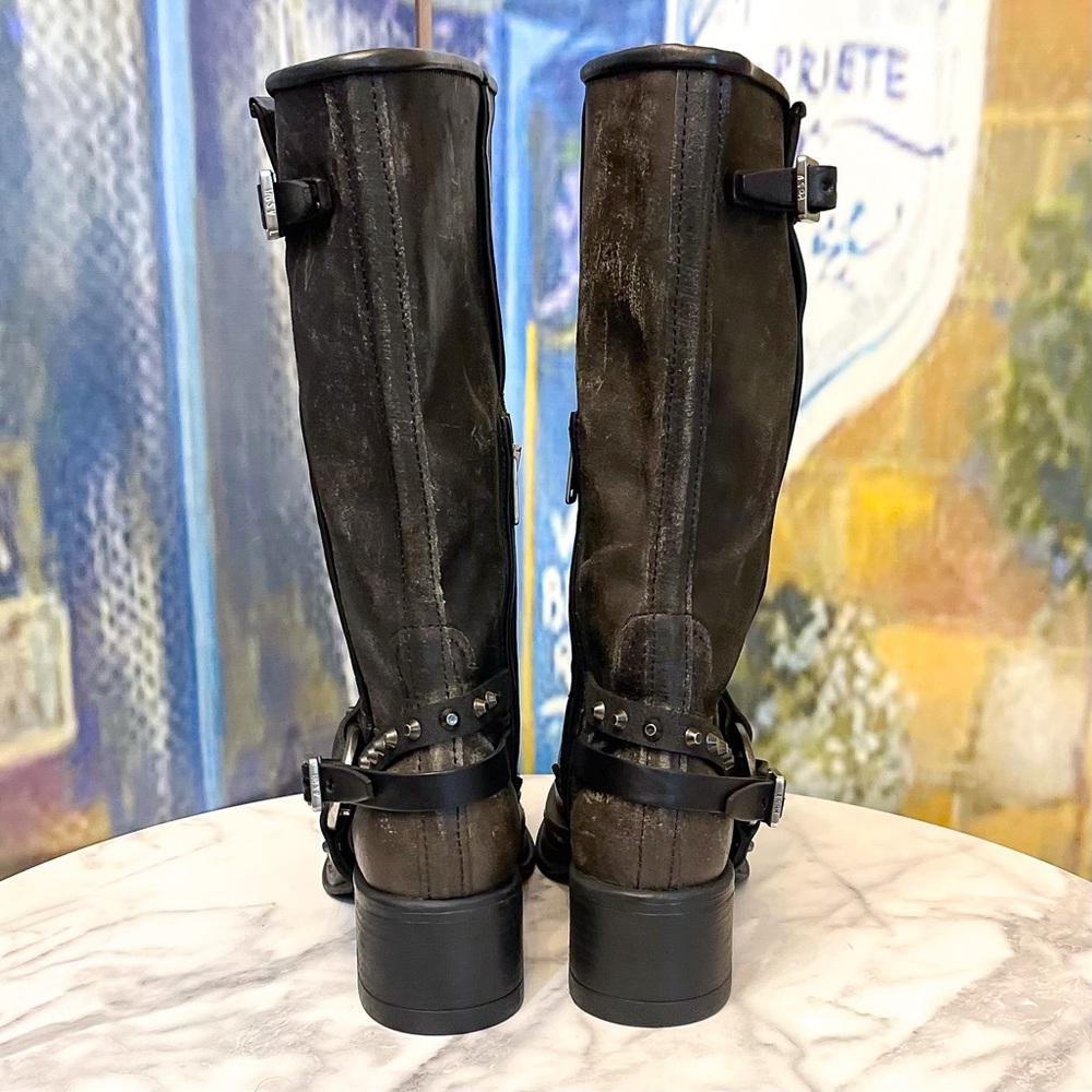 A.S.98 Chase Leather Harness Moto Boots Brushed Smoke Brown Black 40 EUC - Picture 8 of 9